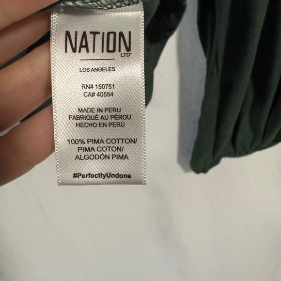 Nation LTD Dolly Smocked Shoulder‎ V-Neck Tee in Evergreen Size XL - Picture 5 of 8